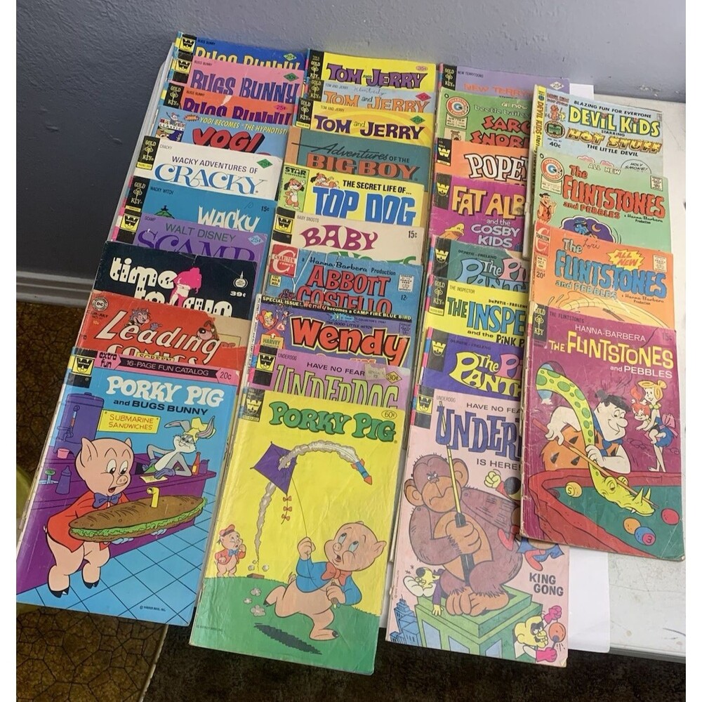 Lot of 32 Comics Gold Key Whitman Various Titles The Flintstones Underdog Porky